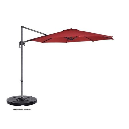 VILLACERA Villacera 83-OUT5403 10 ft. Offset Outdoor Patio Umbrella with 360 deg Rotation Pole & Vertical Tilt; Red 83-OUT5403